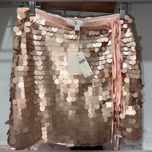 Anthropologie Pink Sequin Mini Skirt